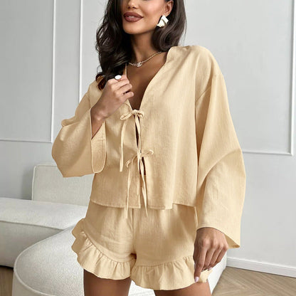 Flounce String Tie Homewear Sets