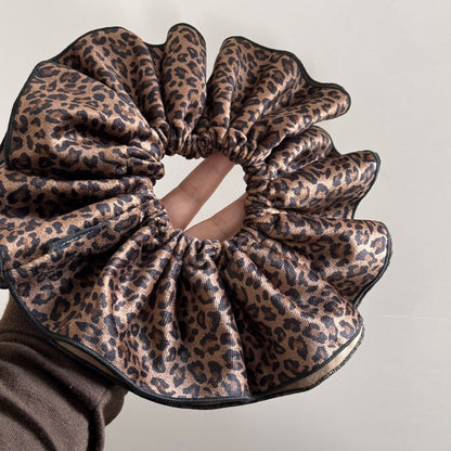 Oversized Double-Layer Leopard Print Hair Tie