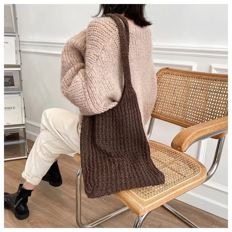 Simple Vintage Shoulder Bag Knit Tote Bag
