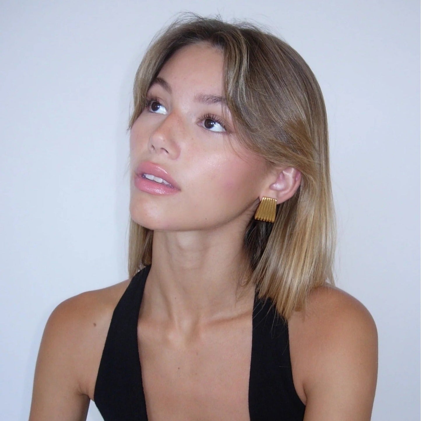 Stainless Steel Striated Ladder Hoop Earrings