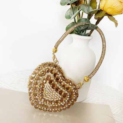 Love Shaped Mini Rhinestone Chain Party Handbag