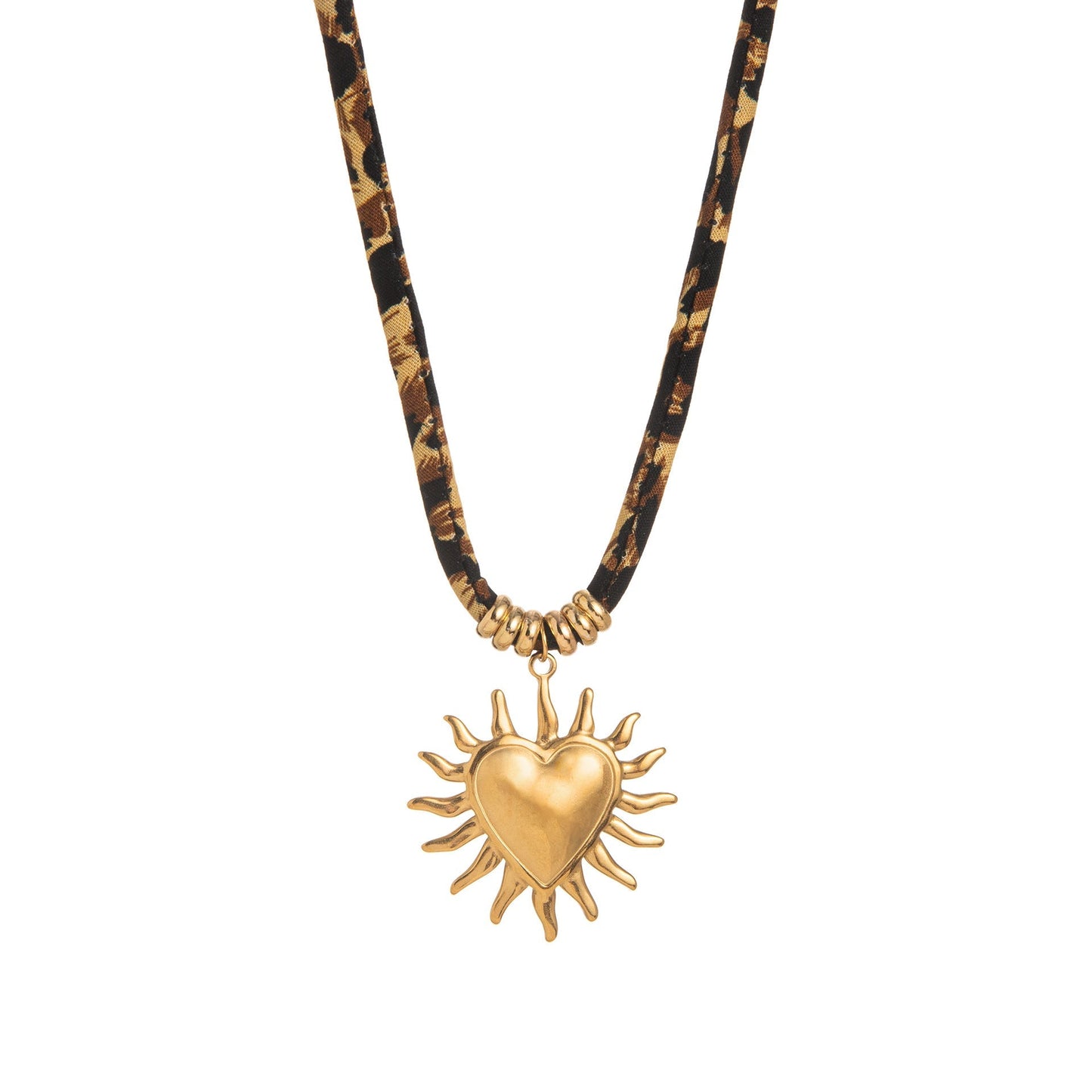 Gold Plated Pendant Leopard Cord Necklace