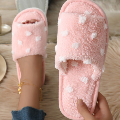 Cute Polka Dot Open Toe Soft Slippers