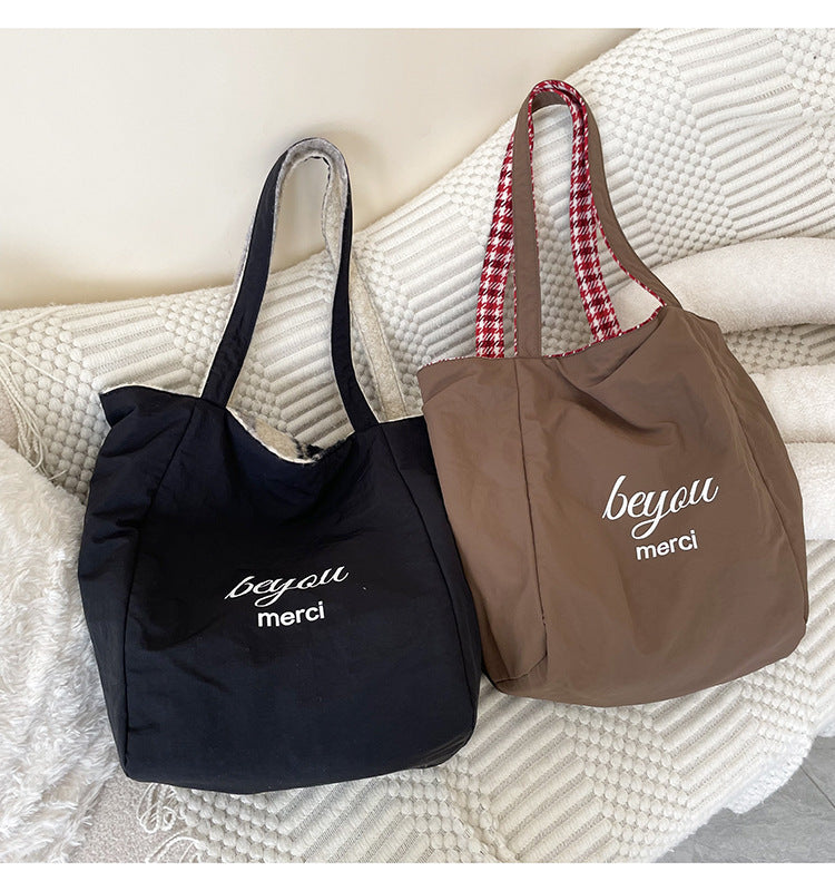 Plaid Striped Color Block Large Capacity Tote Bag