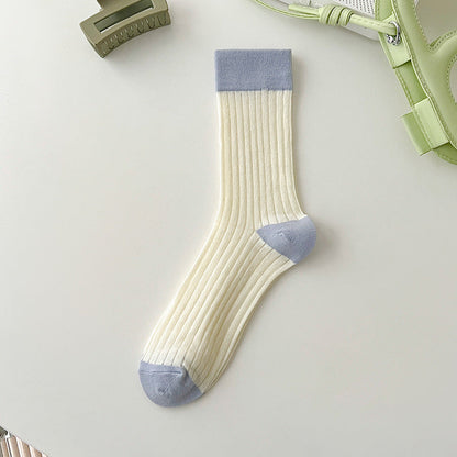 Color Block Ribbed Thin Socks