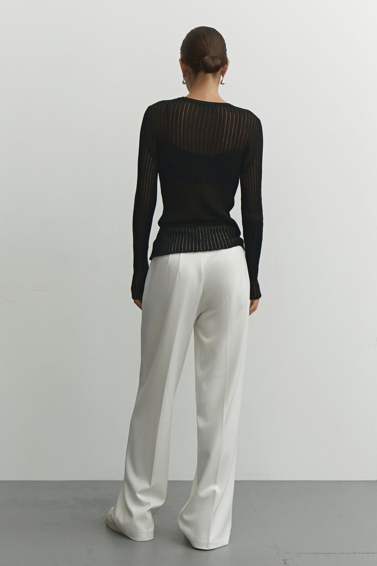 Round Neck See Through Knit Top