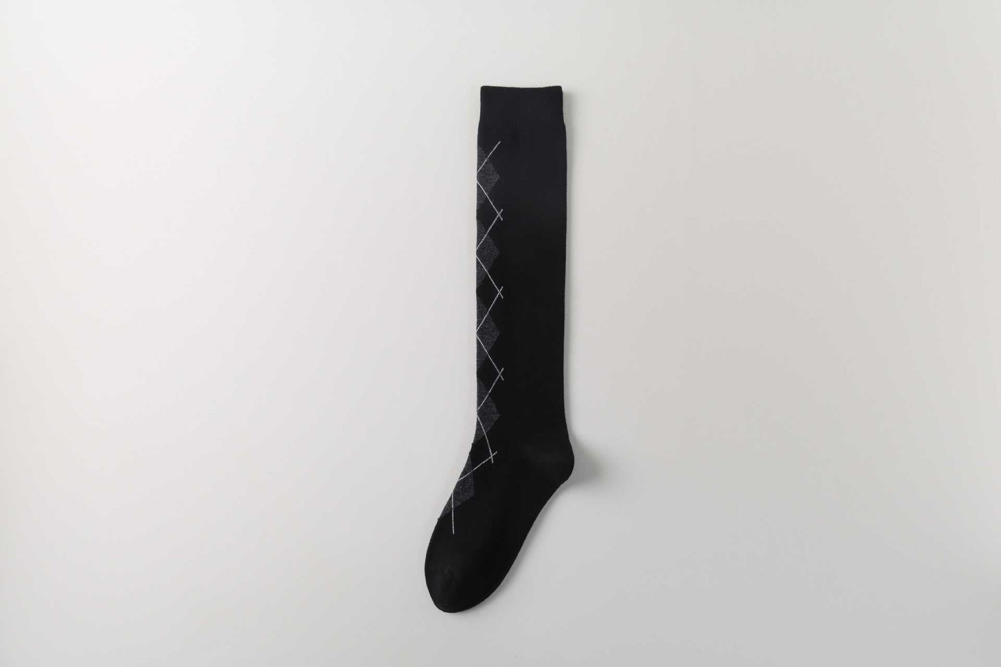 Minimalist Plaid Jacquard Cotton Calf Socks