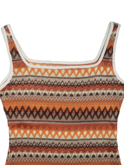 Casual Striped Spaghetti Strap Side Split Dress