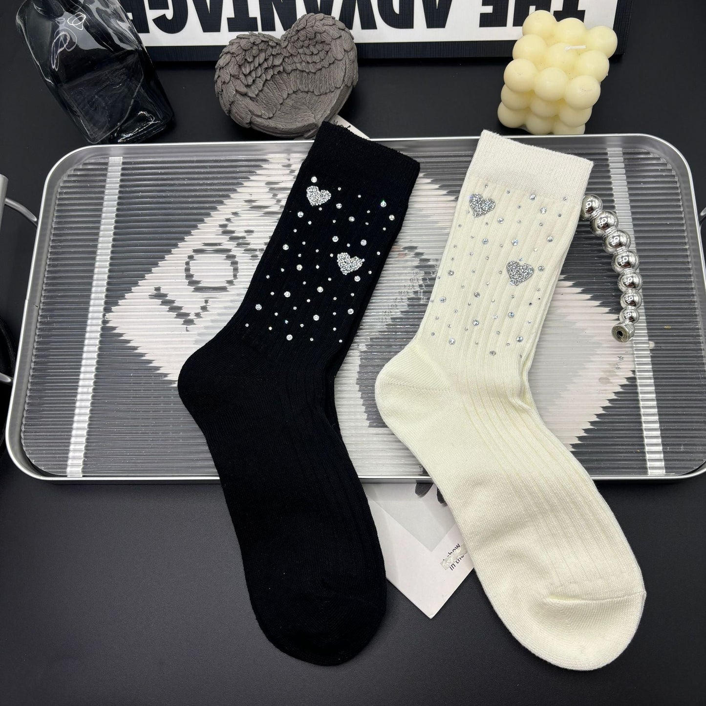 Love Rhinestone Sweet Cotton Socks