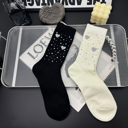 Love Rhinestone Sweet Cotton Socks