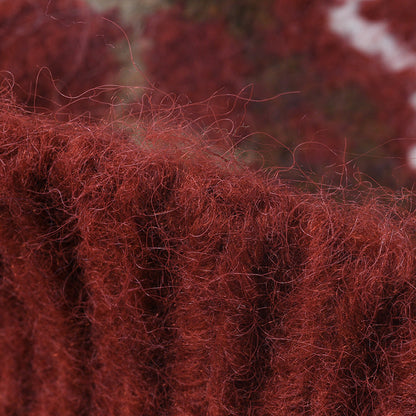 Striped Jacquard Knit Hat Padded Beanie