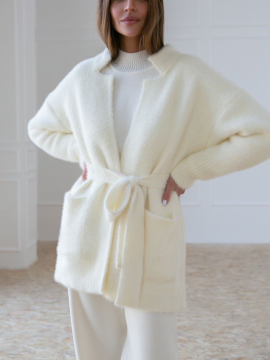 High Collar Side Split Knit Sets