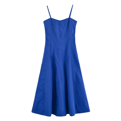 Slim Solid Color Spaghetti Midi Dresses