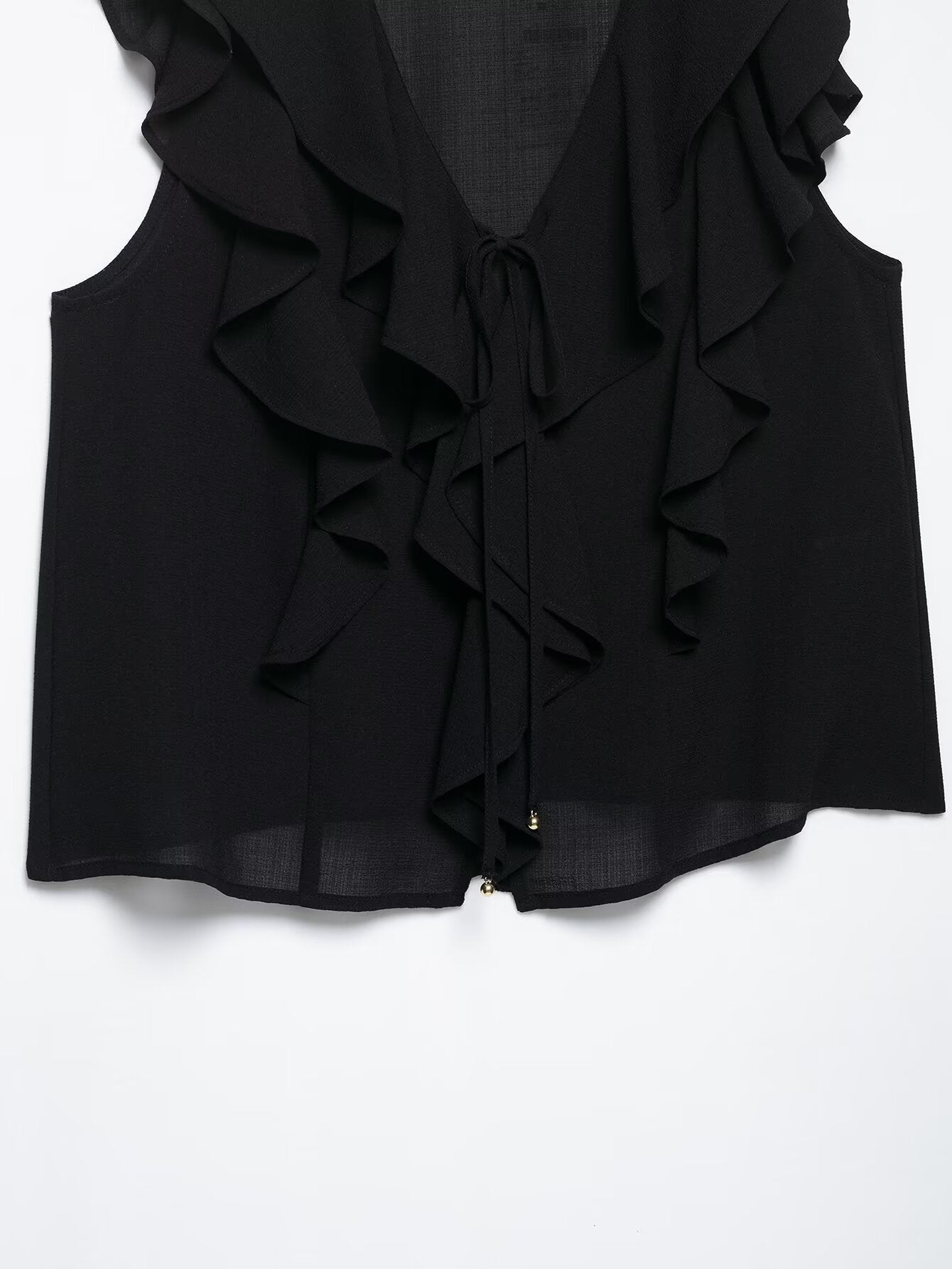 Ruffle V-Neck Sleeveless Top Mini Skirt Set