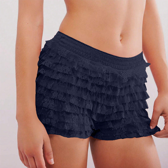 Ruffle Solid Color Low Waist Shorts
