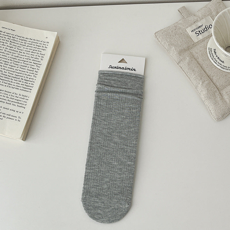 Solid Color Cotton Hollow Crew Maternity Socks