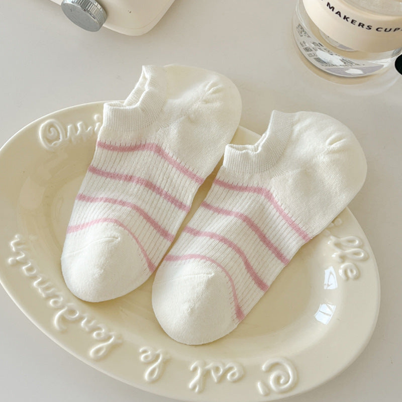 Striped Color Block Low Ankle Socks