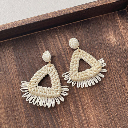 Vintage Handwoven Rattan Grass Earrings