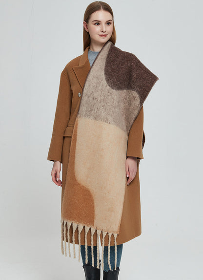 Irregular Print Tassel Vintage Scarf