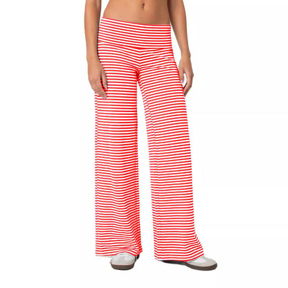 Striped Elastic Waist Sporty Casual Pants