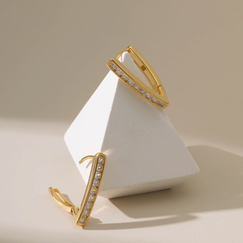 V Shaped Diamond Hoop Earrings