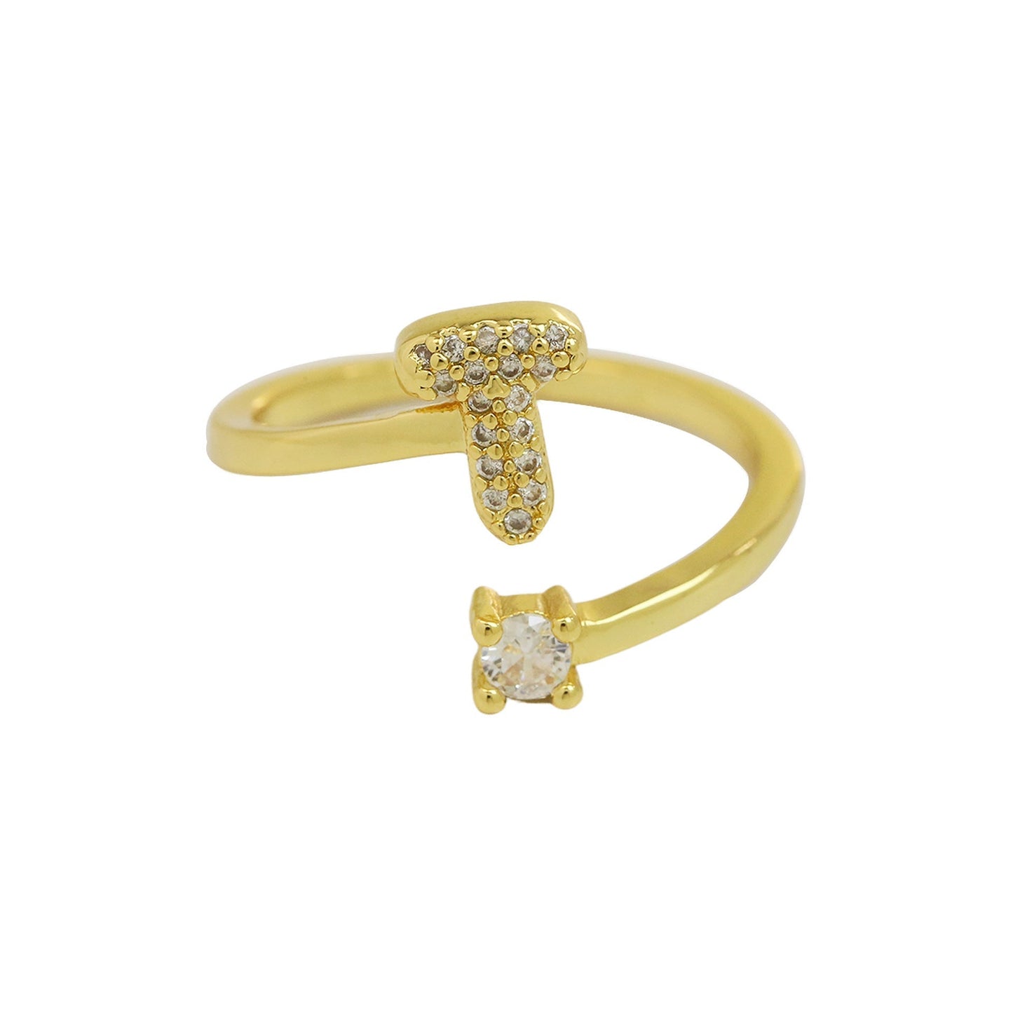 Letters A–Z Sparkling Zircon Adjustable Ring