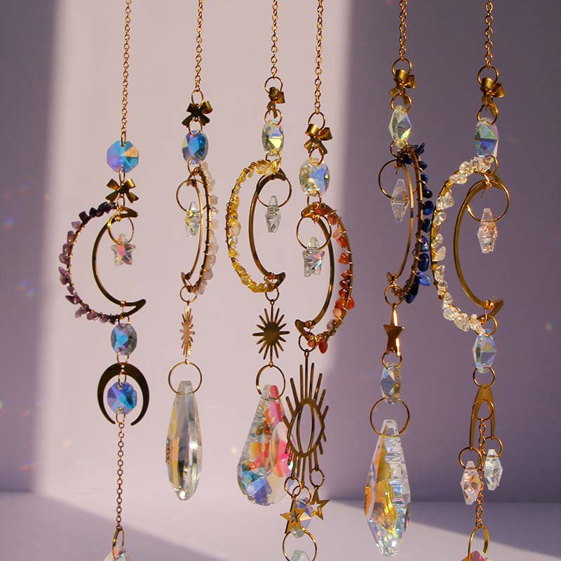 Colorful Sun Moon Hanging Crystal Decoration