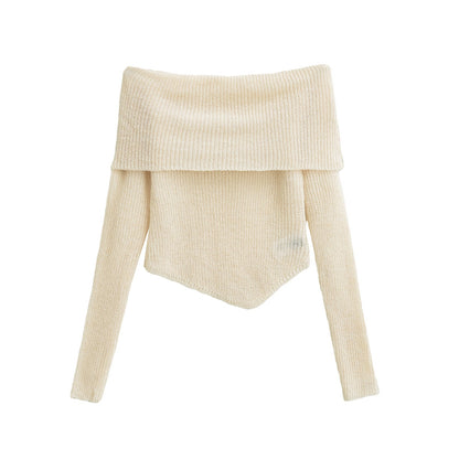 Trendy Asymmetric Hem Off-Shoulder Knit Top