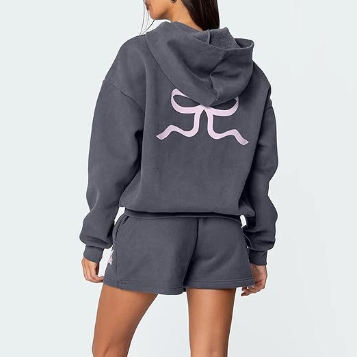 Simple Solid Color Hoodie Sweater Shorts Set