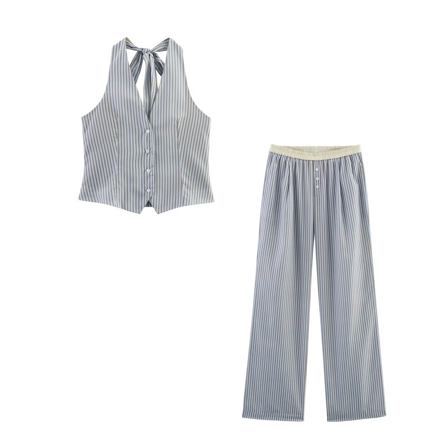 Striped Halter Vest Top Loose Pants Sets