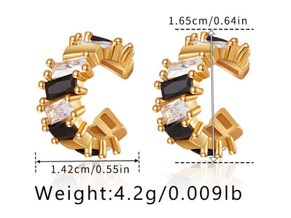Zircon Color Block Delicate Clip earrings