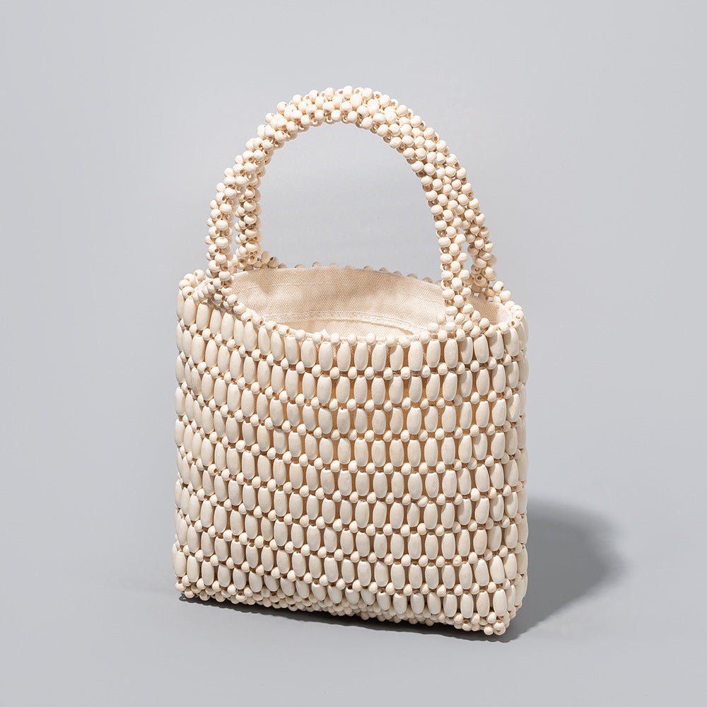 Wooden Bead Woven Handbags