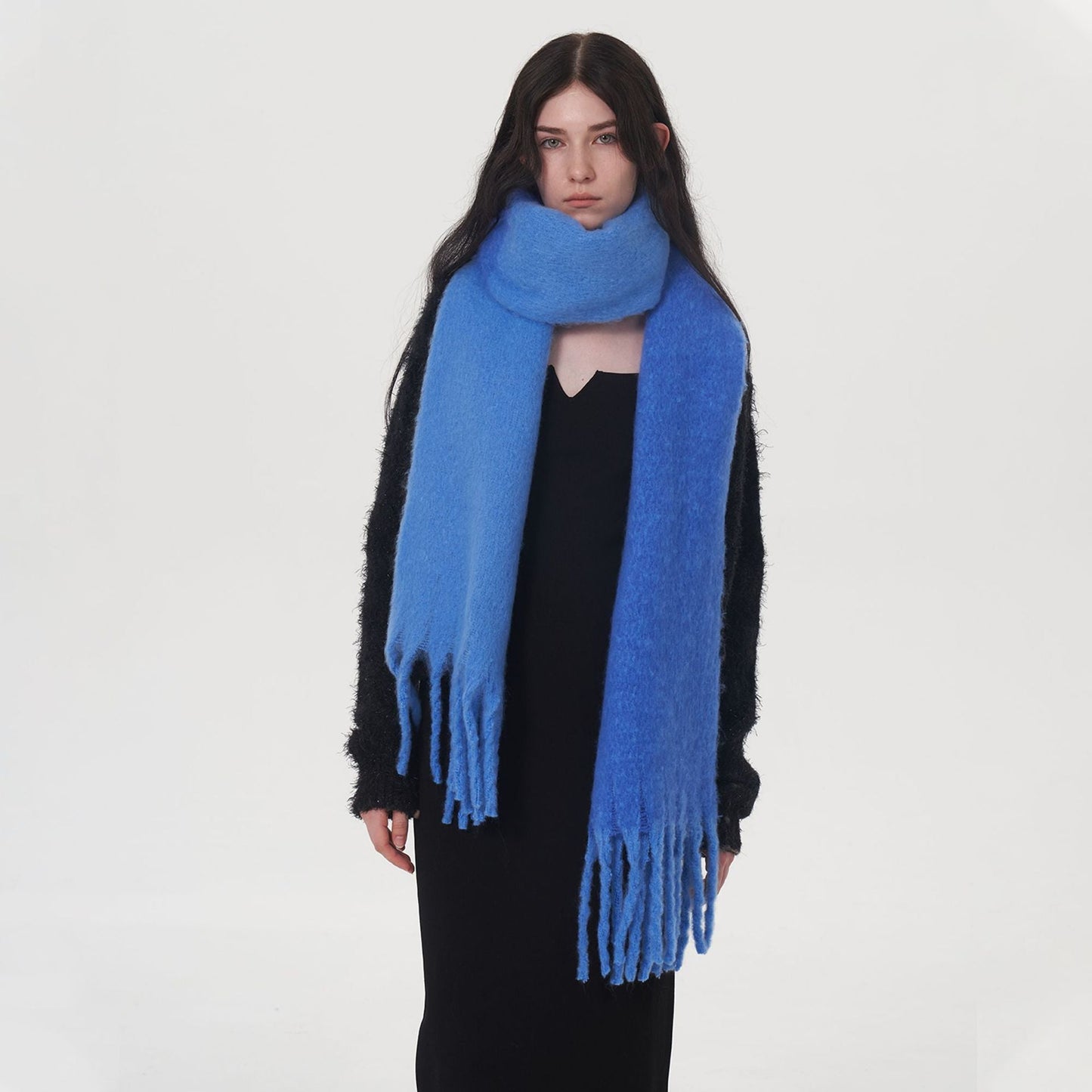 Solid Color Splicing Mohair Soft Scarve