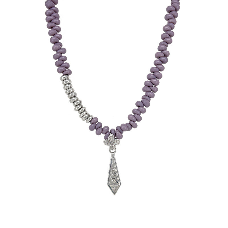 Vintage Czech Beads Clover Pendant Necklace