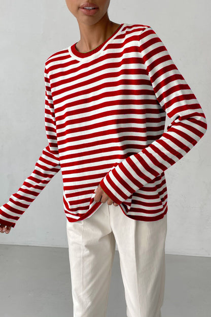 Round Collar Stripe Vintage Sweater