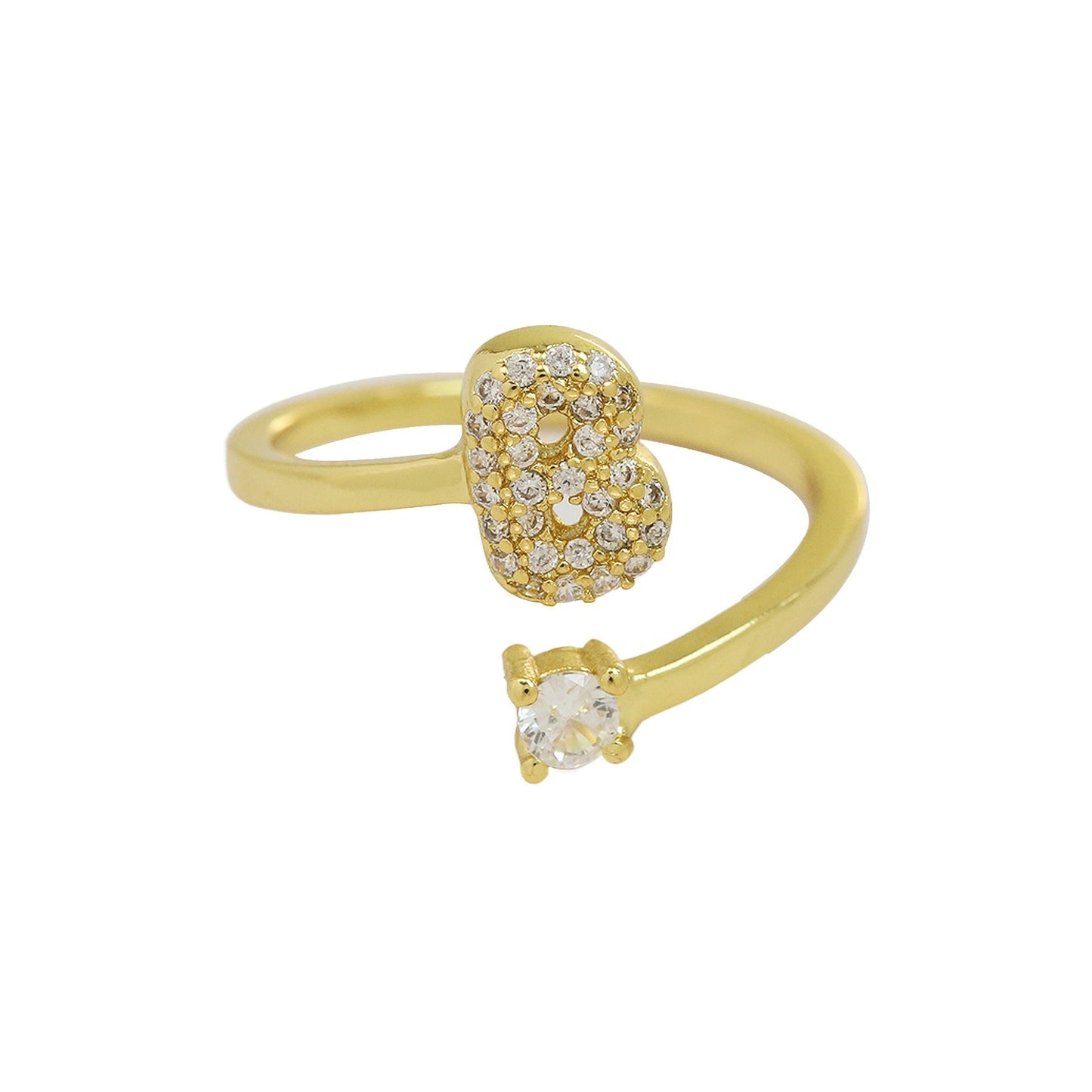Letters A–Z Sparkling Zircon Adjustable Ring