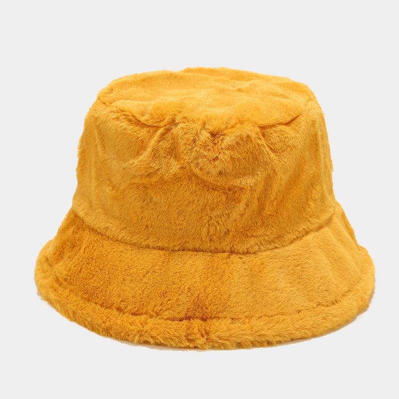 Simple Solid Color Thicken Winter Bucket Hat