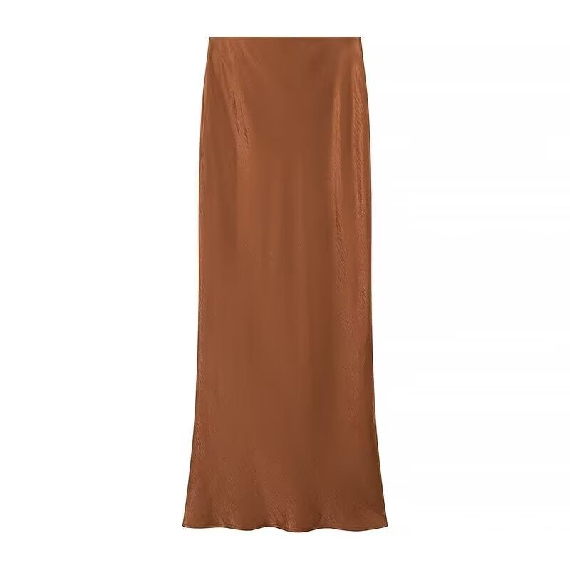 Elegant Solid Color Satin Mermaid Maxi Skirt