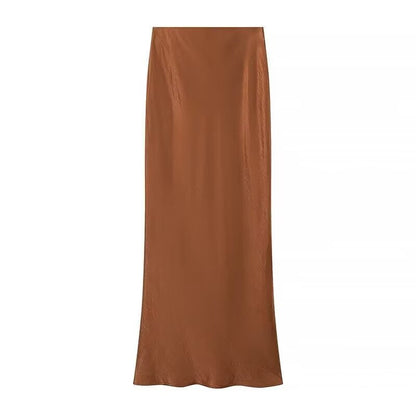 Elegant Solid Color Satin Mermaid Maxi Skirt
