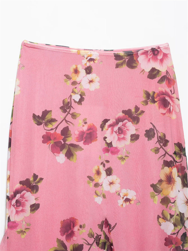 Asymmetrical Spaghetti Strap Top and Skirt Set