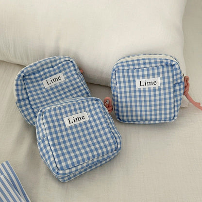 Simple Color Block Plaid Coin Purse Wallets