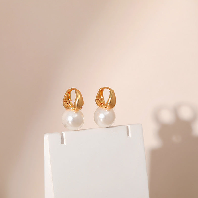 Elegant Pearl Simple Hoop Earrings