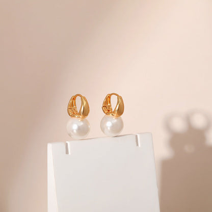 Elegant Pearl Simple Hoop Earrings