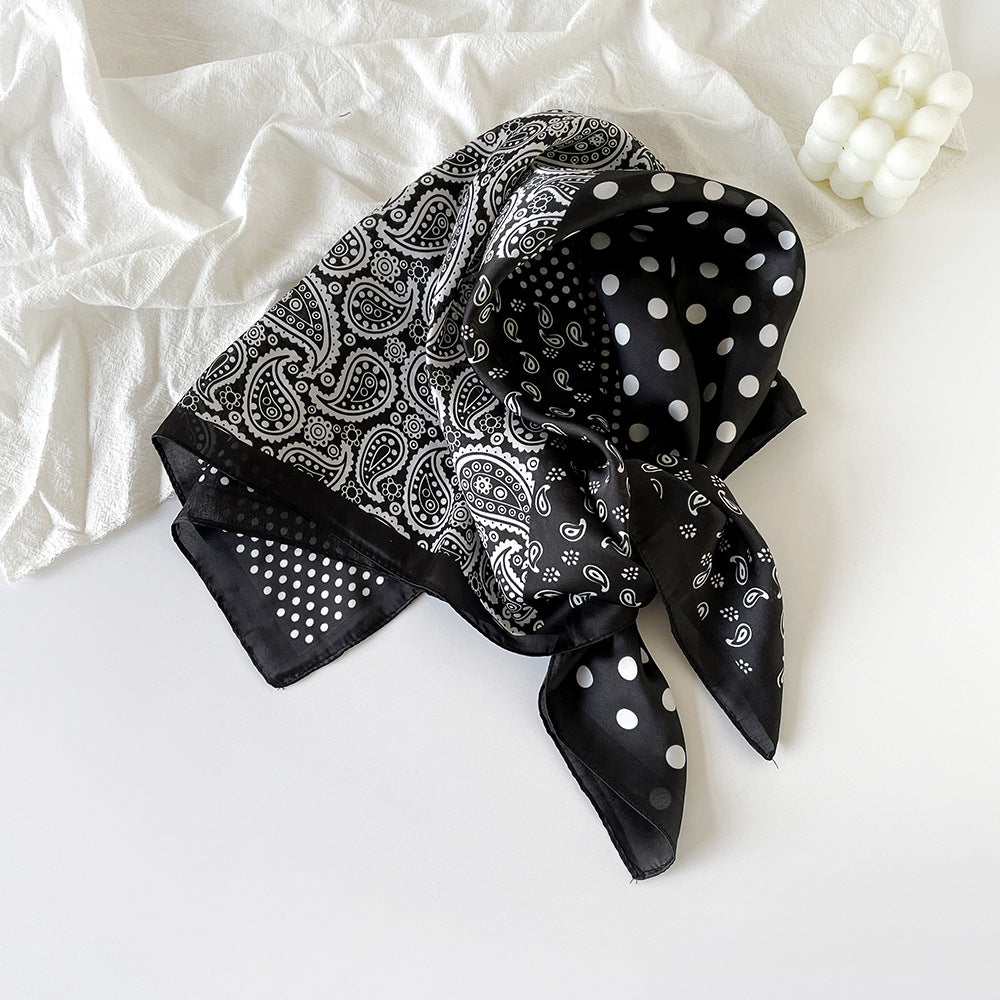 Simple Paisley Print Square Satin Scarf