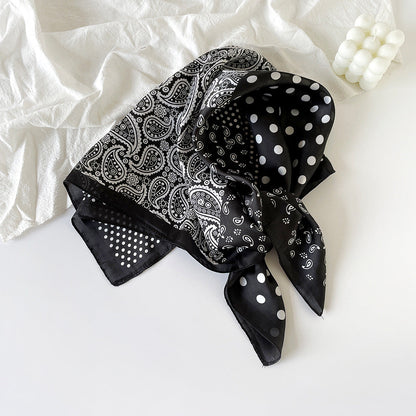 Simple Paisley Print Square Satin Scarf