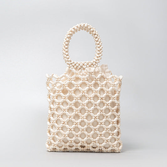 Wooden Bead Contrast Color Handbags