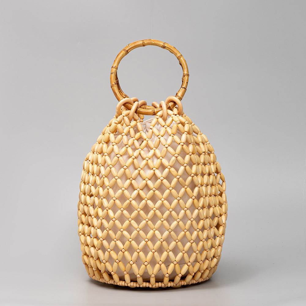 Handmade Wooden Bead Bucket Bag
