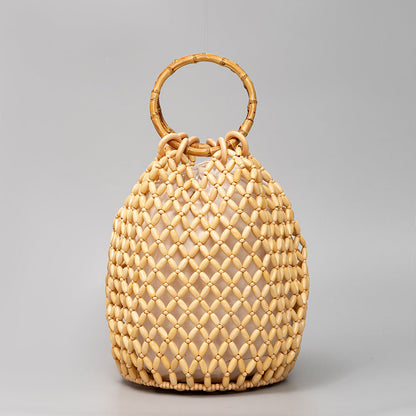 Handmade Wooden Bead Bucket Bag