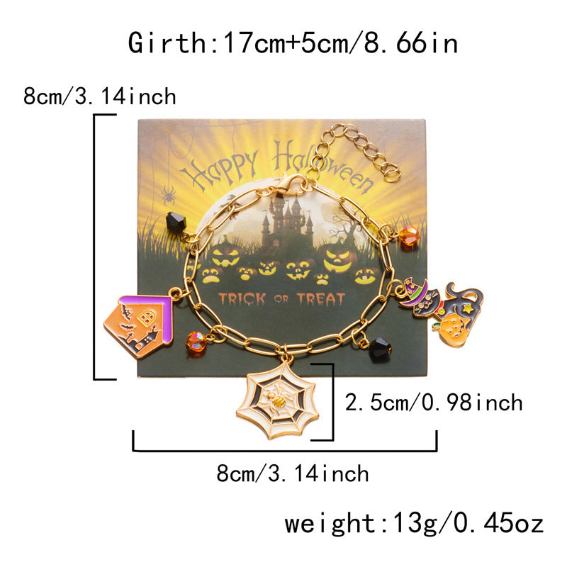 Cute Pumpkin Ghost Halloween Charm Bracelet