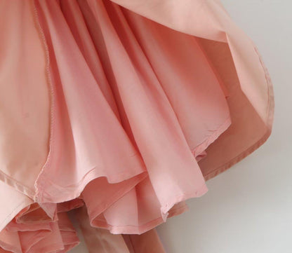 Solid Color Bow Tie Back Pleated Dress